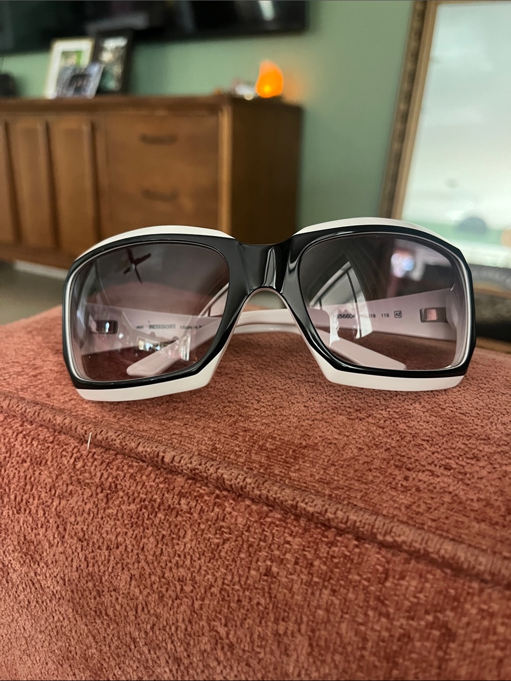 Vintage Missoni MI56604 Oversized Black White Sunglasses Made Italy Y2K